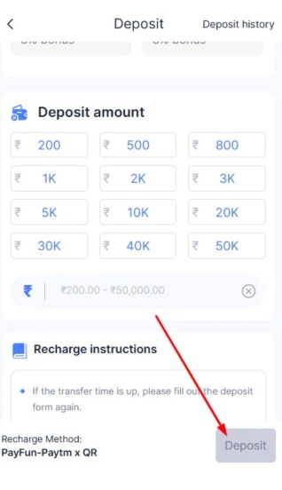make payment by clicking on deposit